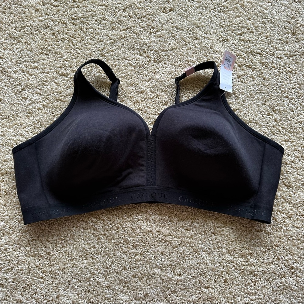 Cacique Lane Bryant Wireless Comfort Bra Black Size 50C NWT Plus Size